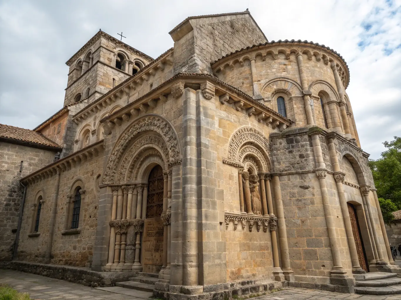 A photograph showcasing the exterior of the Église de Recoules, highlighting its architectural details and historical significance. The image should convey a sense of timelessness and cultural importance.